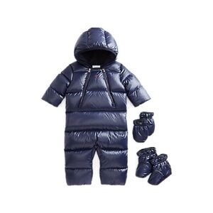 RALPH LAUREN HOODED DOWN
SNOW SUIT size 9 m with detachable footies and mittens